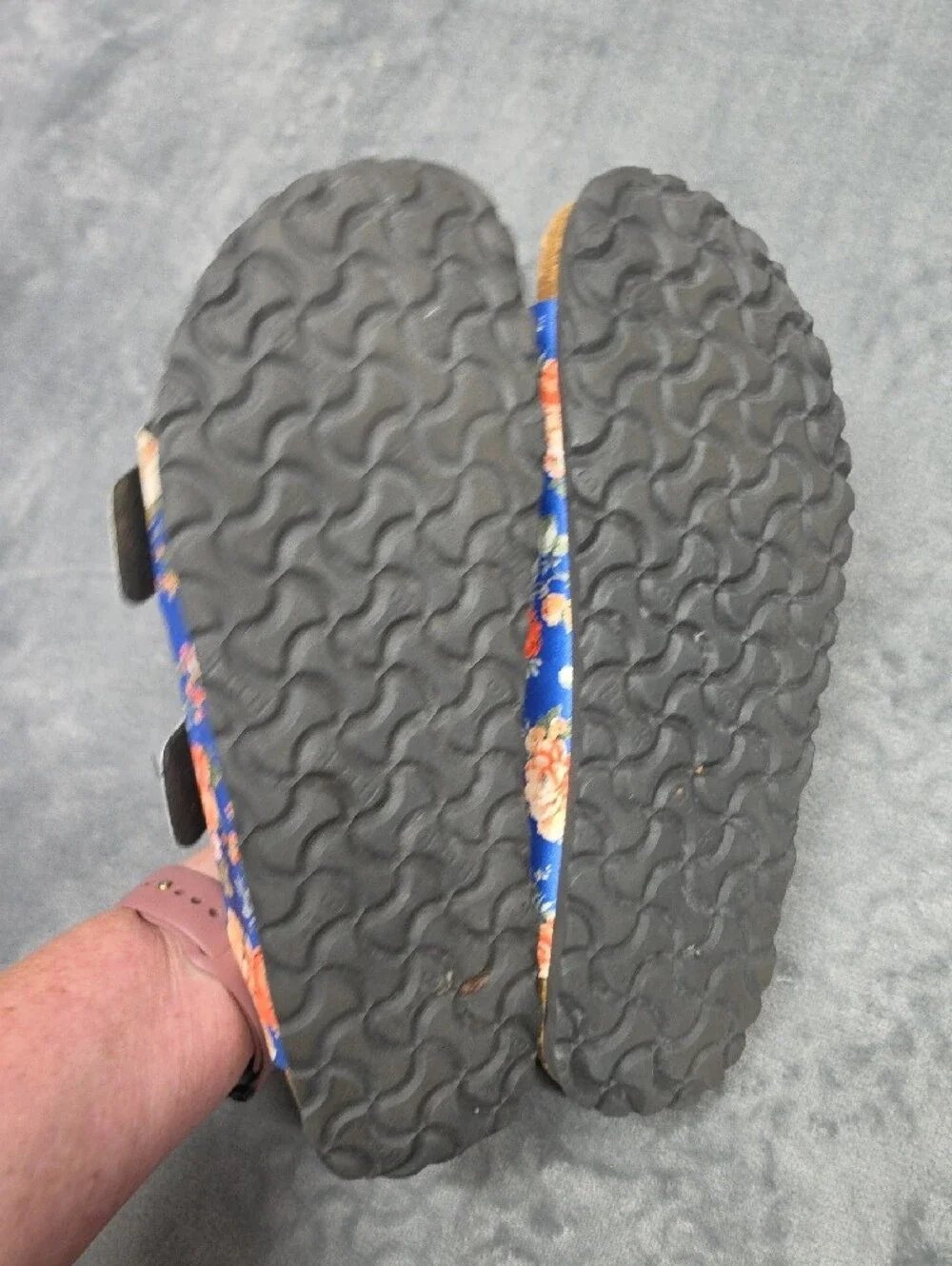 Papillio By Birkenstock  Floral Double-Buckle Blue Slide Sandals Sz 39 (8)